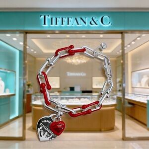 Tiffany & Co. Red and Silver Link Bracelet